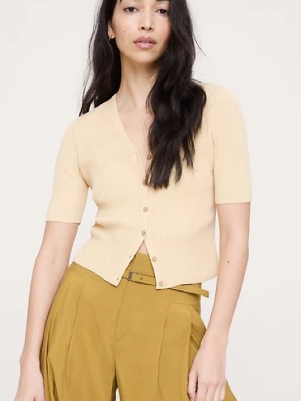 Banana Republic ribbed cotton crop cardigan sweater 875173